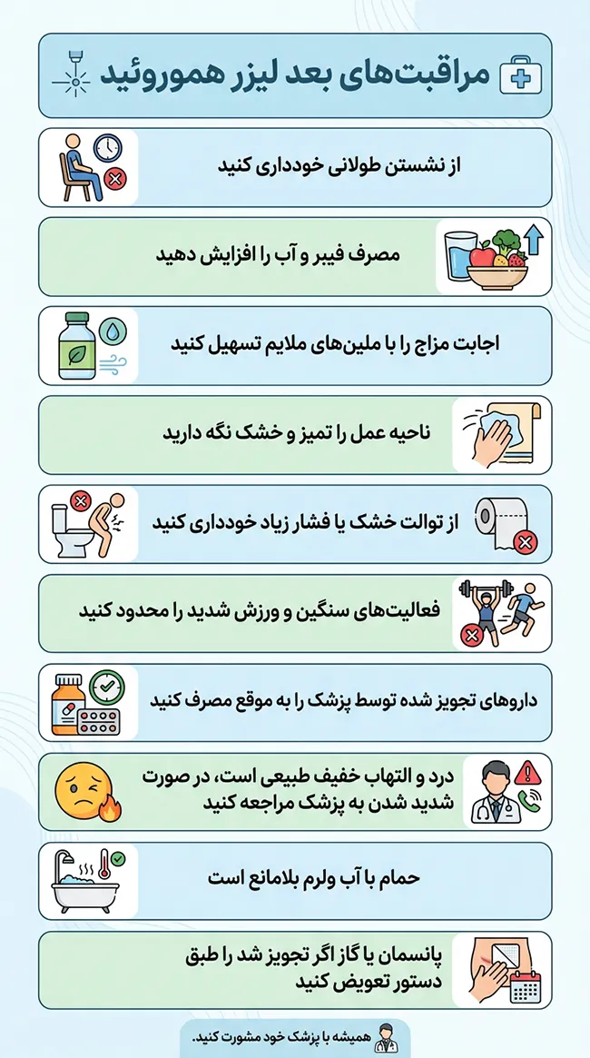 مراقبت های بعد از لیزر بواسیر