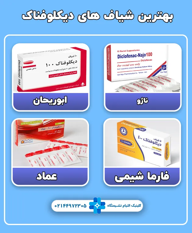 بهترین برند های شیاف دیکلوفناک