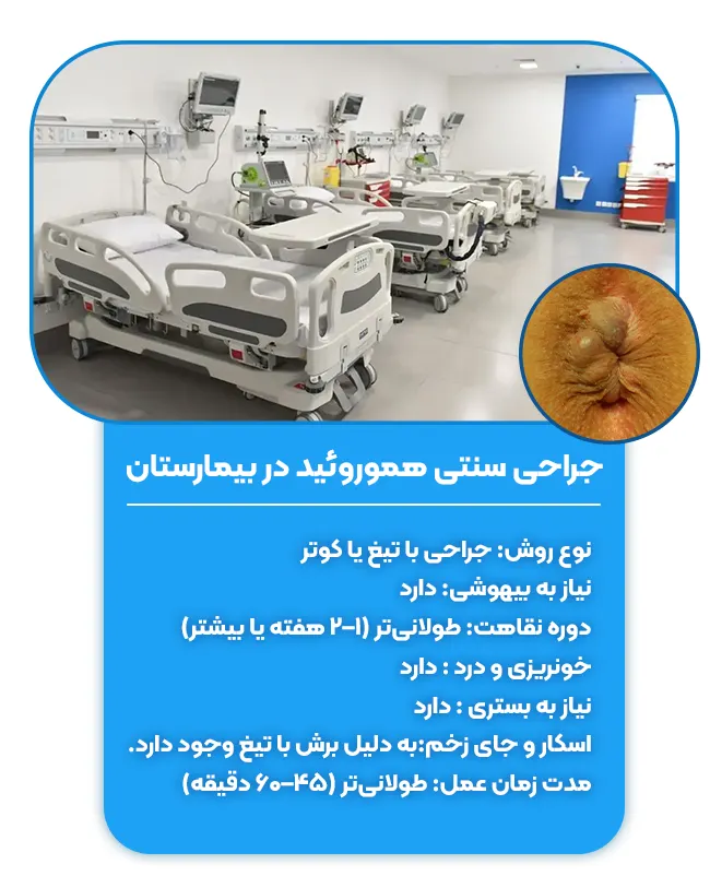 جراحی هموروئید در بیمارستان