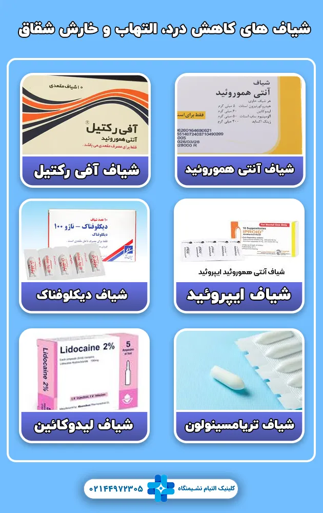 شیاف های کاهش درد، التهاب و خارش شقاق